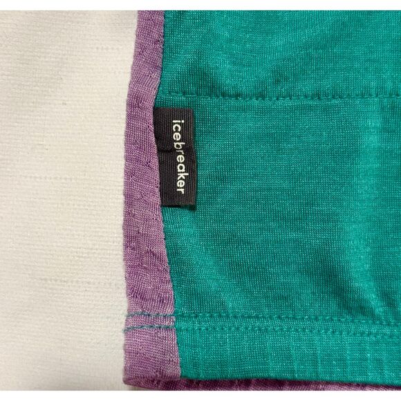 EUC Icebreaker ZoneKnit Colorblock Merino Wool Jacket, Turq/Purple, Sz M - Picture 11 of 11